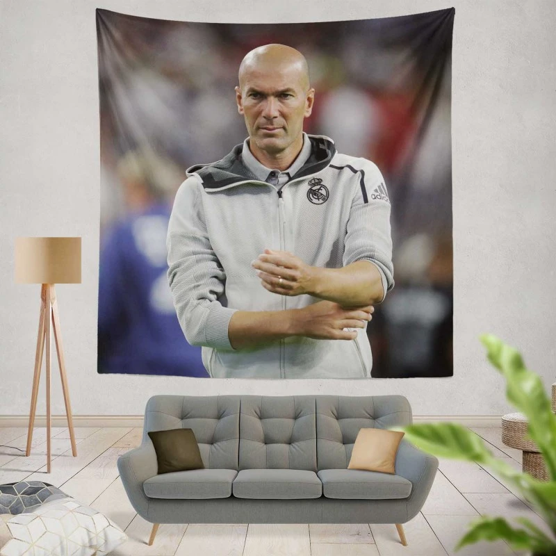 Zinedine Zidane Competitive Football Tapestry