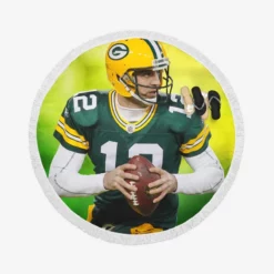 Aaron Rodgers Excellent NFL Player Round Beach Towel