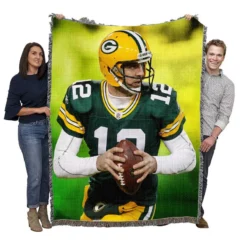 Aaron Rodgers Excellent Quarterback NFL Player Woven Blanket