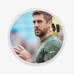 Aaron Rodgers Professional American Football Player Round Beach Towel