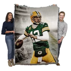 Aaron Rodgers Top Ranked NFL Player Woven Blanket