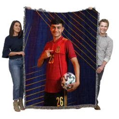 Active Spanish Football Player Pedri Woven Blanket