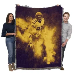 Adrian Peterson Ethical Player in Minnesota Vikings Woven Blanket