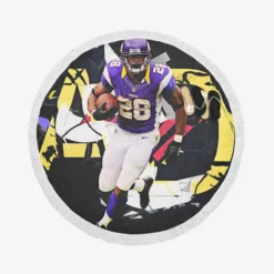 Adrian Peterson Excellent American Football Player Round Beach Towel