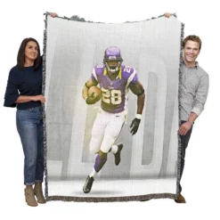 Adrian Peterson Greatest NFL Running Backs Woven Blanket