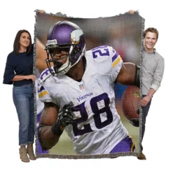 Adrian Peterson Professional American Football Player Woven Blanket