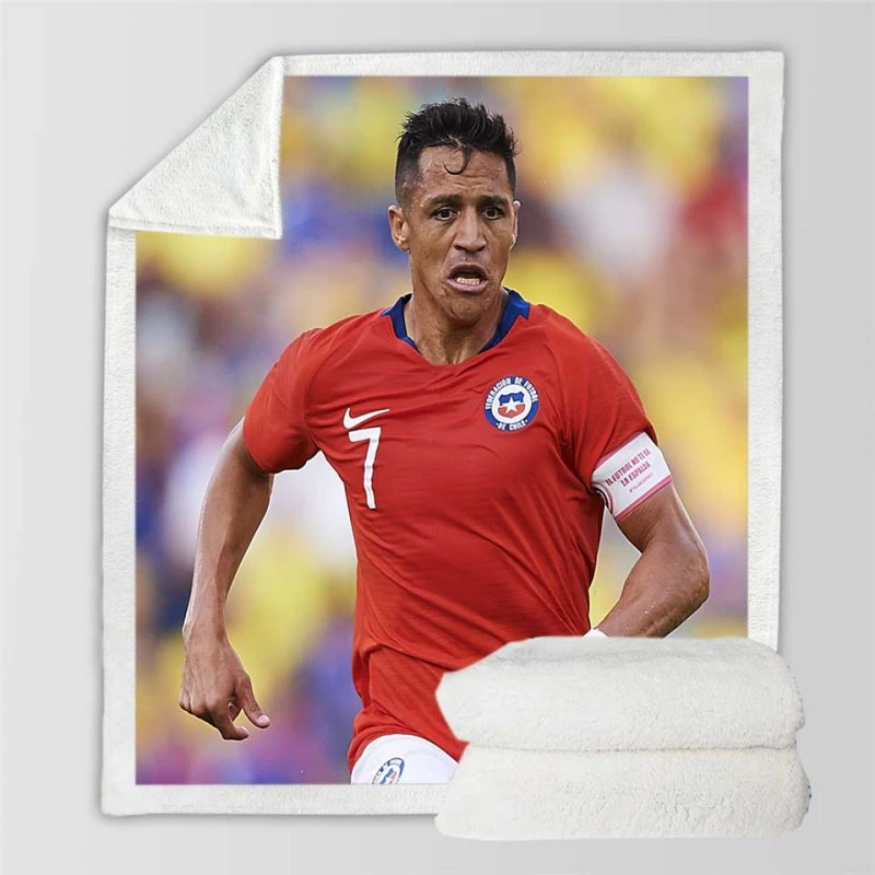 Alexis Sanchez Ethical Football Player in Chile Sherpa Fleece Blanket
