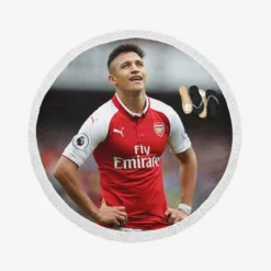 Alexis Sanchez Exciting Football Player Round Beach Towel