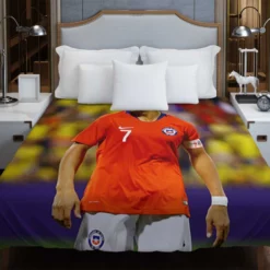 Alexis Sanchez Focused Chile Football Team Captain Duvet Cover