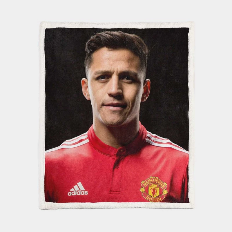 Alexis Sanchez Manchester United Forward Soccer Player Sherpa Fleece Blanket 1