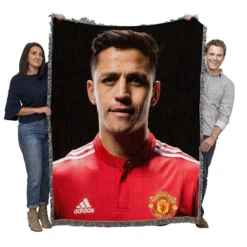 Alexis Sanchez Manchester United Forward Soccer Player Woven Blanket