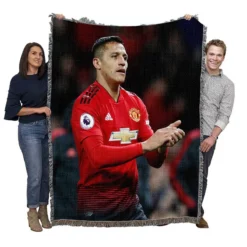 Alexis Sanchez Strong Chile Football Player Woven Blanket