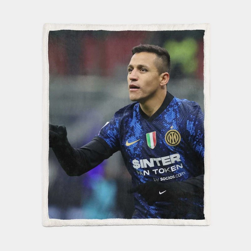 Alexis Sanchez Top Ranked Inter Milan Football Player Sherpa Fleece Blanket 1