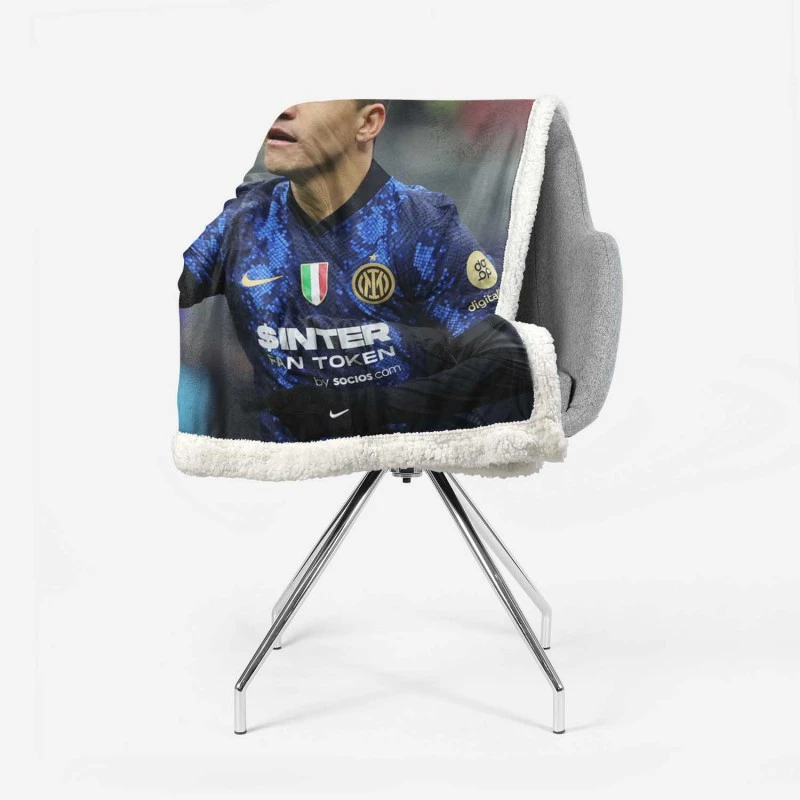 Alexis Sanchez Top Ranked Inter Milan Football Player Sherpa Fleece Blanket 2