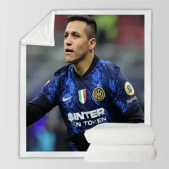 Alexis Sanchez Top Ranked Inter Milan Football Player Sherpa Fleece Blanket