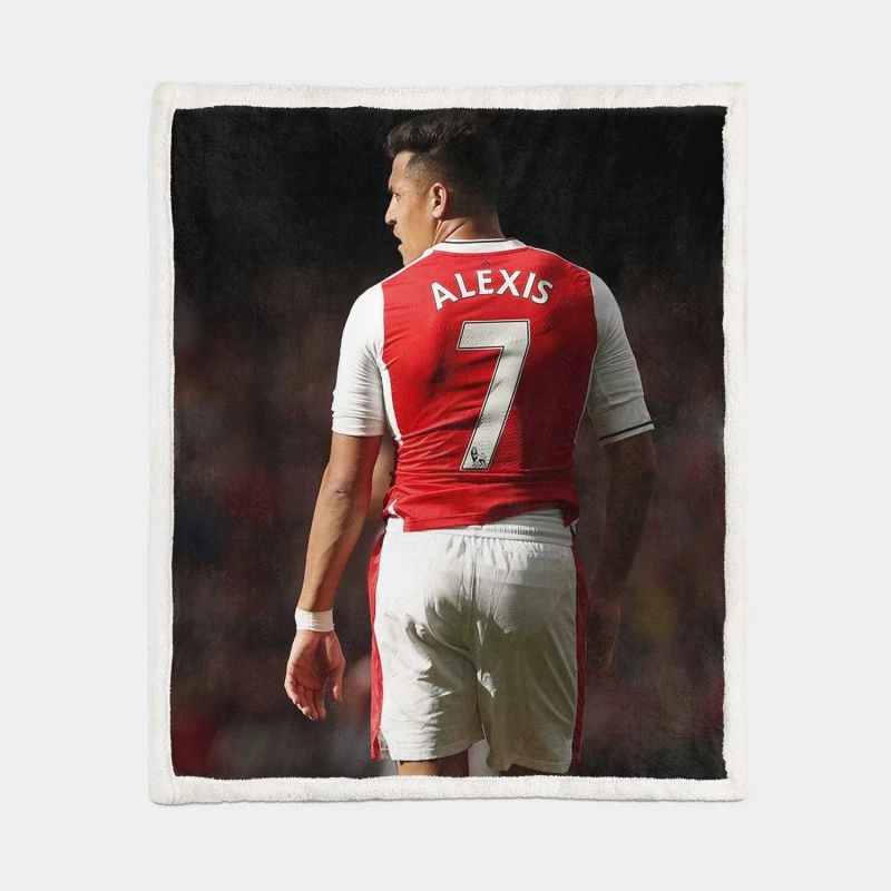 Alexis Sanchez in Arsenal Football Jersey Sherpa Fleece Blanket 1
