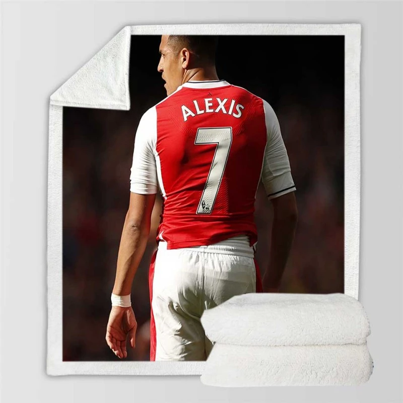 Alexis Sanchez in Arsenal Football Jersey Sherpa Fleece Blanket