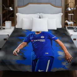 Alvaro Morata in Chelsea Football Club Duvet Cover
