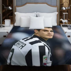 Alvaro Morata in Juventus Jersey Duvet Cover