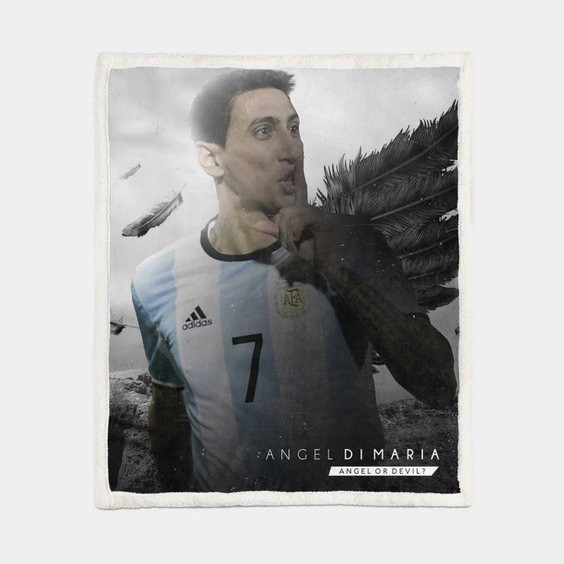 Angel Di Maria Argentina Professional Football Player Sherpa Fleece Blanket 1