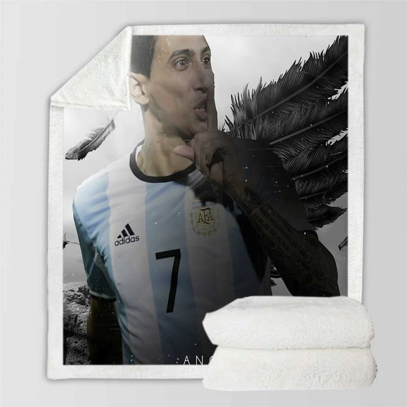 Angel Di Maria Argentina Professional Football Player Sherpa Fleece Blanket