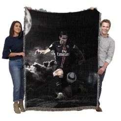 Angel Di Maria in PSG Jersey Woven Blanket