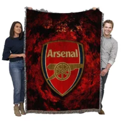 Arsenal Logo Strong Football Club Logo Woven Blanket