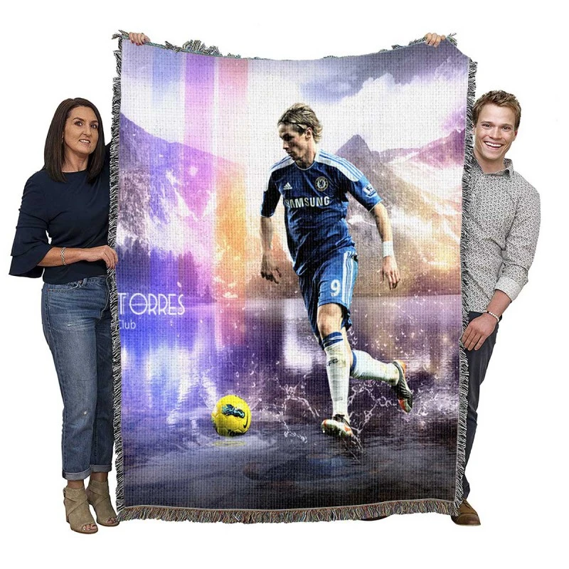 Atletico Madrid Soccer Player Fernando Torres Woven Blanket