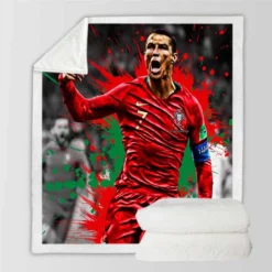 Ballon d Or Soccer Player Cristiano Ronaldo Sherpa Fleece Blanket