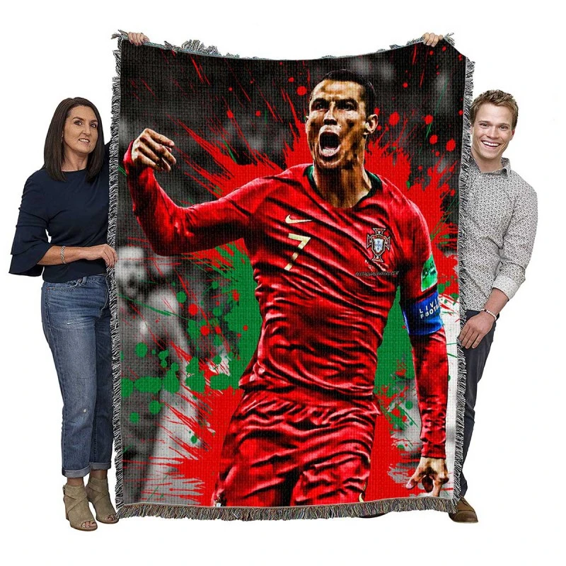 Ballon d Or Soccer Player Cristiano Ronaldo Woven Blanket