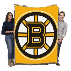 Boston Bruins Professional NHL Ice Hockey Team Woven Blanket