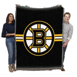 Boston Bruins Top Ranked NHL Ice Hockey Team Woven Blanket