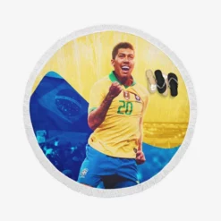 Brazil Football Player Roberto Firmino Round Beach Towel