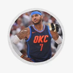 Carmelo Anthony American Professional Basketball Player Round Beach Towel