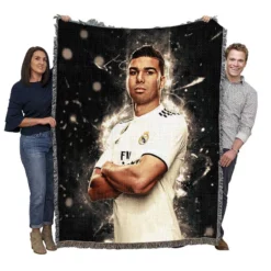 Casemiro Top Oder Real Madrid Football Player Woven Blanket