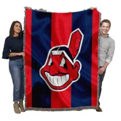 Cleveland Indians Energetic MLB Baseball Team Woven Blanket