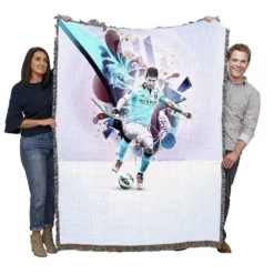 Committed Man City Sports Player Sergio Aguero Woven Blanket