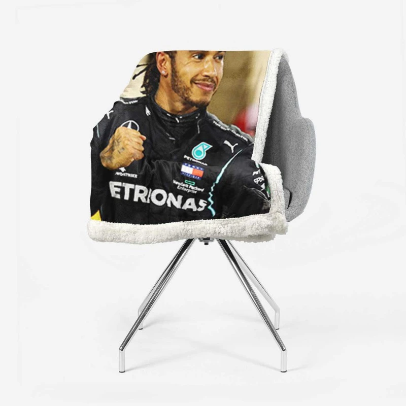 Competing in Formula One for Mercedes Lewis Hamilton Sherpa Fleece Blanket 2