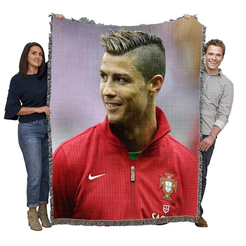 Competitive Soccer Player Cristiano Ronaldo Woven Blanket