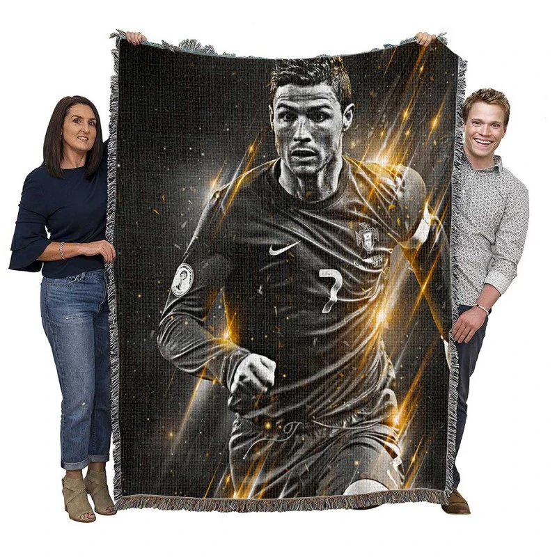 Cristiano Ronaldo Active Soccer Player Woven Blanket
