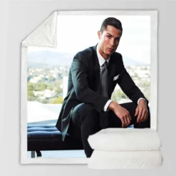 Cristiano Ronaldo Capable Soccer Player Sherpa Fleece Blanket