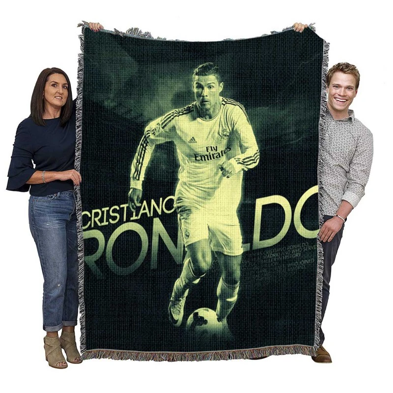 Cristiano Ronaldo Confident Soccer Player Woven Blanket