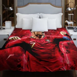 Cristiano Ronaldo Football Player in Red Duvet Cover
