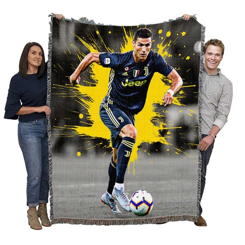 Cristiano Ronaldo Juve Serie A Soccer Player Woven Blanket