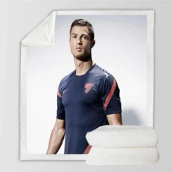 Cristiano Ronaldo Motivational Football Player Sherpa Fleece Blanket