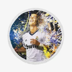 Cristiano Ronaldo Real Madrid La Liga Star Player Round Beach Towel