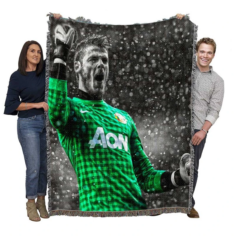 David de Gea Spanish Football Player Woven Blanket