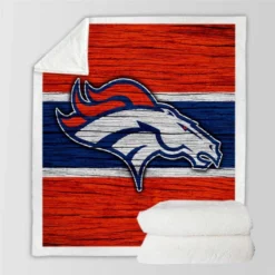 Denver Broncos NFL Wood Design Logo Sherpa Fleece Blanket