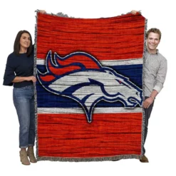 Denver Broncos NFL Wood Design Logo Woven Blanket