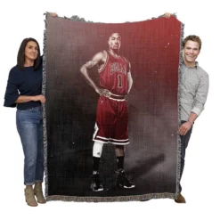 Derrick Rose Chicago Bulls NBA Basketball Player Woven Blanket